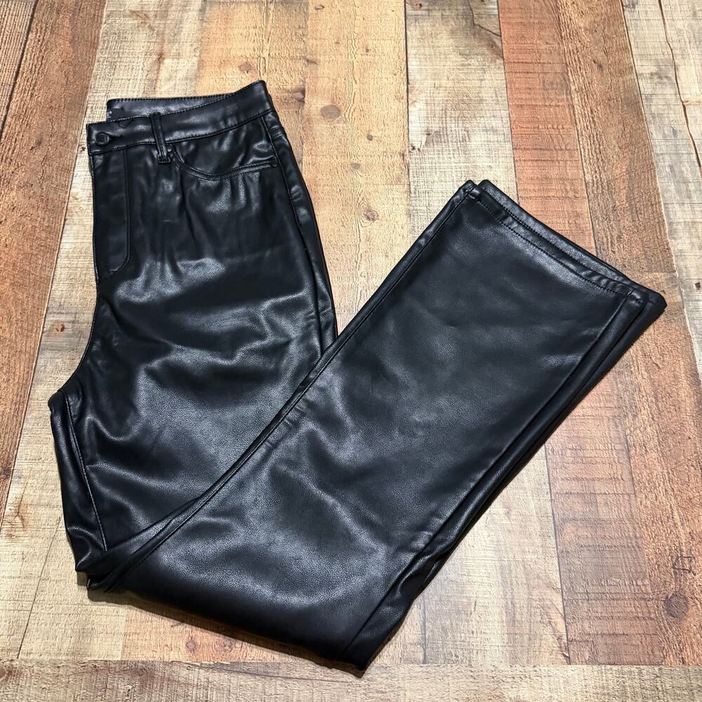 Judy Blue Women's Black Vegan Leather Bootcut Pants Sz 31 Festival Boho Classic